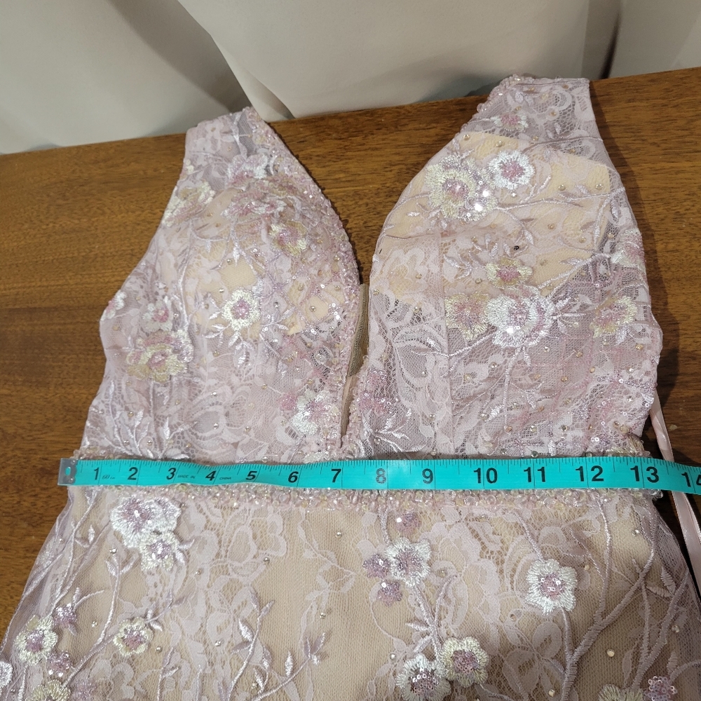 Mac Duggal 67481 Pink Floral Embellished Sleeveless Plunge Neck Gown NWT Size 4 - Picture 12 of 15